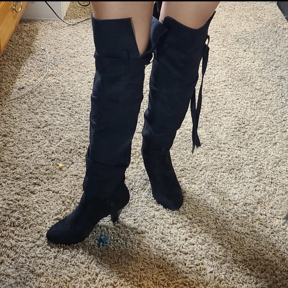 Charlotte Russe Black Knee High Boots
